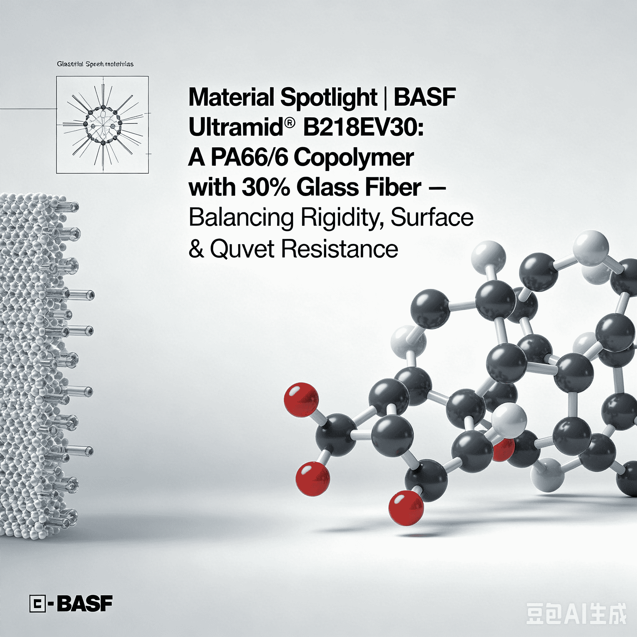 Foco de materiales | BASF Ultramid® B218EV30: un copolímero PA66/6 con un 30 % de fibra de vidrio: equilibra la rigidez, la calidad de la superficie y la resistencia al calor